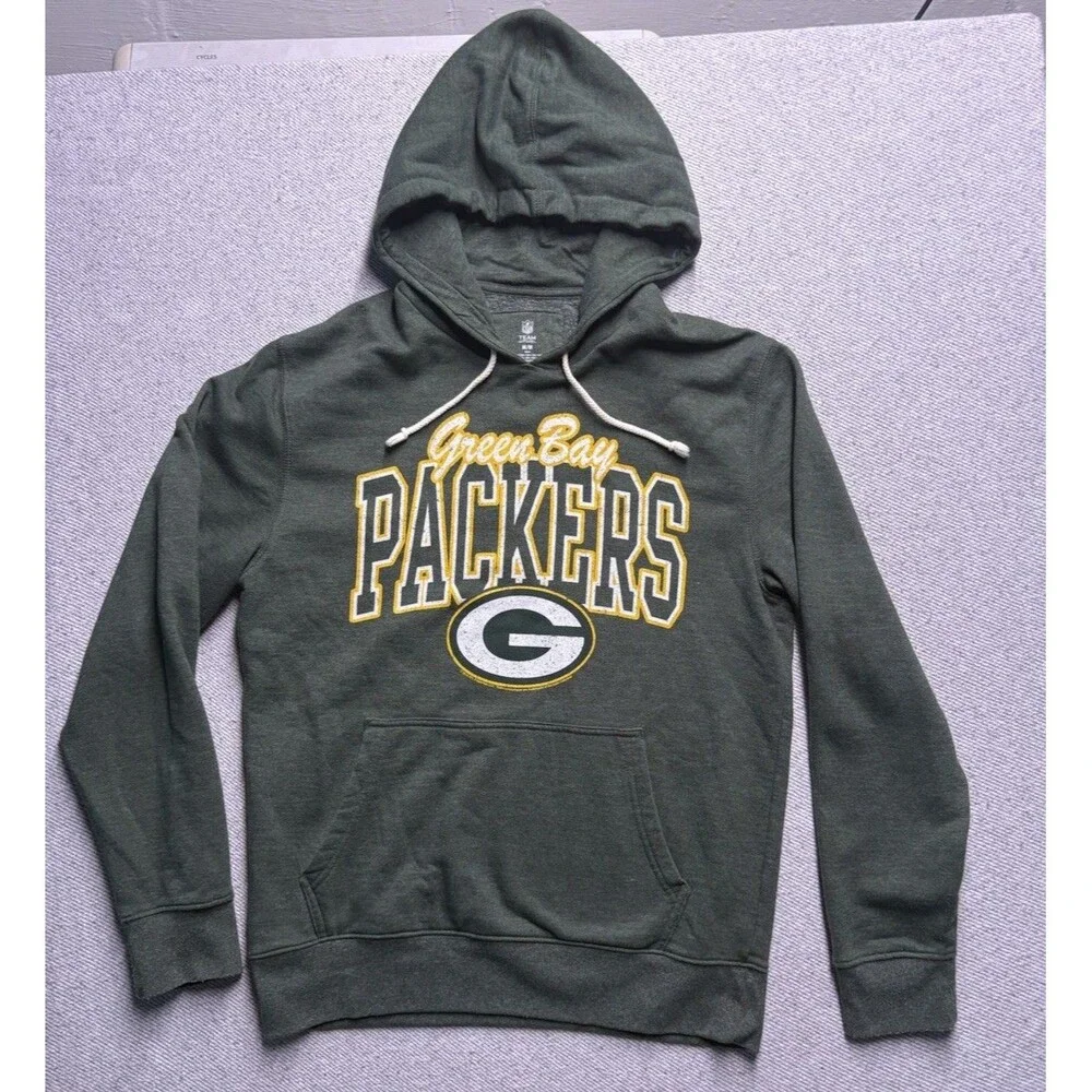 NFL Team Apparel Green Bay Packers Pullover Hoodie Sweatshirt Men's Medium Green